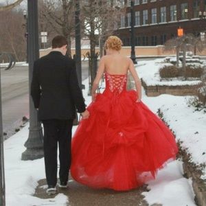 Red prom dress.